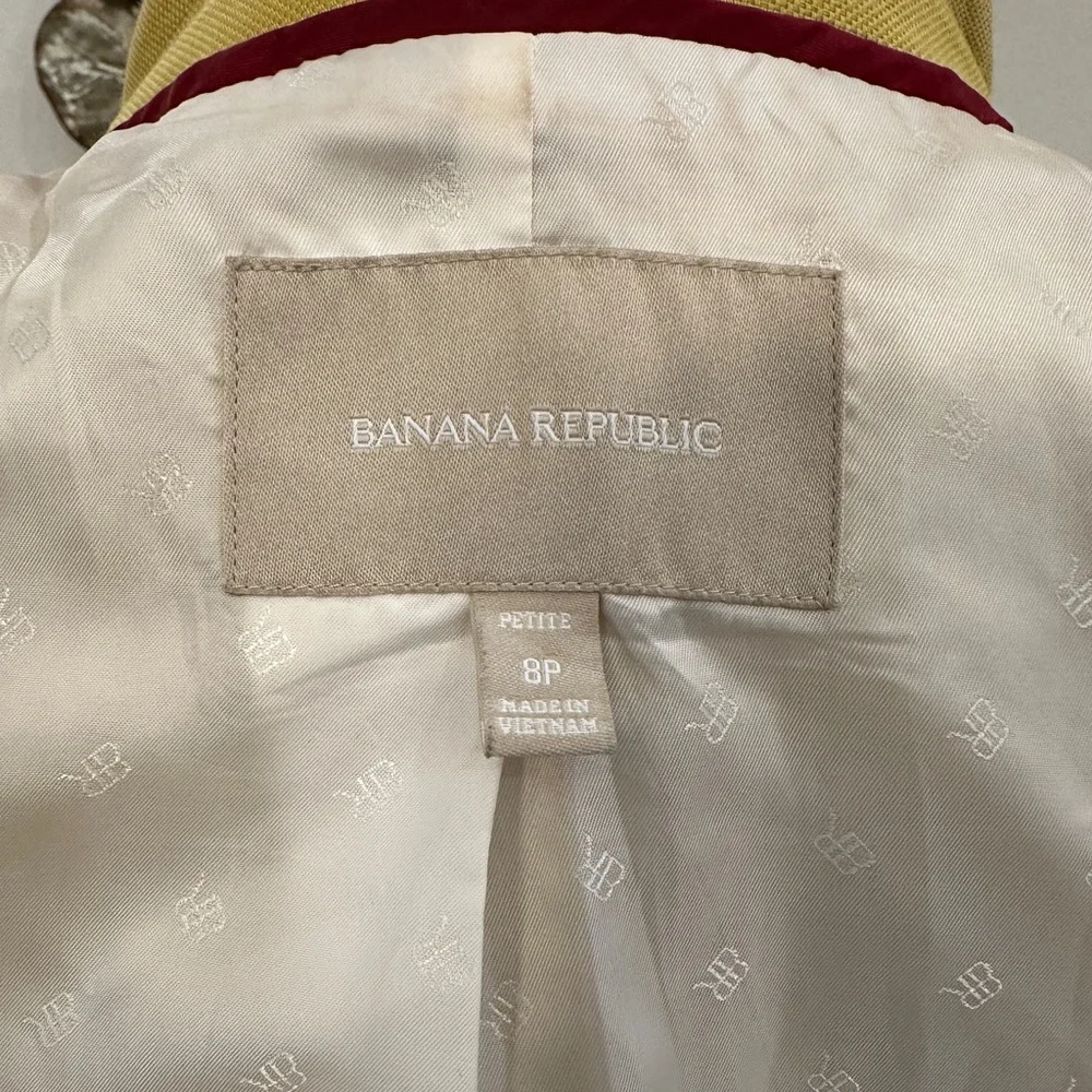 Banana Republic Yellow Blazer White Piping Trim Career Jacket - Picture 7 of 9